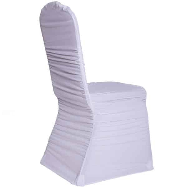 200 GSM Grade A Quality Ruched Chair Cover By Eastern Mills – Spandex/Lycra – White | Rental 200 GSM Grade A Quality Ruched Chair Cover By Eastern Mills – Spandex/Lycra – White | Rental