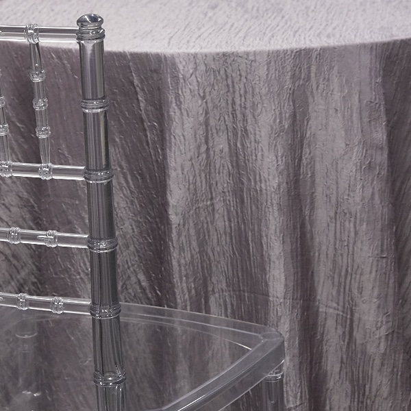 SILVER – *FR* Crushed Taffeta Tablecloth by Eastern Mills – Many Size Options | Rental