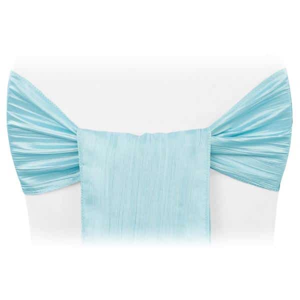 Accordion Crushed Taffeta Chair Sash – Baby Blue | Rental Accordion Crushed Taffeta Chair Sash – Baby Blue | Rental