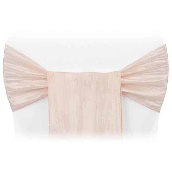 Accordion Crushed Taffeta Chair Sash – Blush/Rose Gold | Rental Accordion Crushed Taffeta Chair Sash – Blush/Rose Gold | Rental
