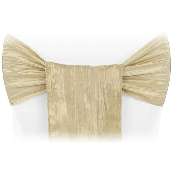 Accordion Crushed Taffeta Chair Sash – Champagne | Rental Accordion Crushed Taffeta Chair Sash – Champagne | Rental