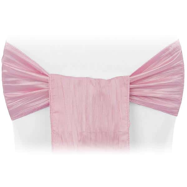 Accordion Crushed Taffeta Chair Sash – Pink | Rental Accordion Crushed Taffeta Chair Sash – Pink | Rental