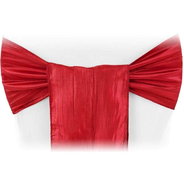 Accordion Crushed Taffeta Chair Sash – Red | Rental Accordion Crushed Taffeta Chair Sash – Red | Rental