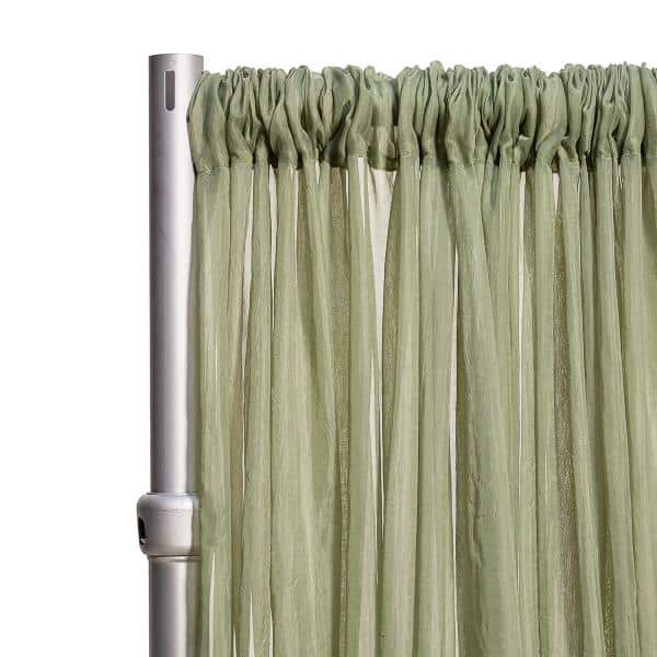 *FR* Crushed Sheer Voile Curtain Panel by Eastern Mills w/ 4″ Pockets – 10ft Wide – Moss | Rental