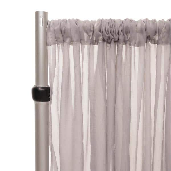 *FR* Crushed Sheer Voile Curtain Panel by Eastern Mills w/ 4″ Pockets – 10ft Wide – Silver | Rental