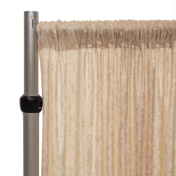 Fire Retardant Economy Panne Stretch Velvet Drape w/ Sewn Rod Pocket – Champagne | Rental
