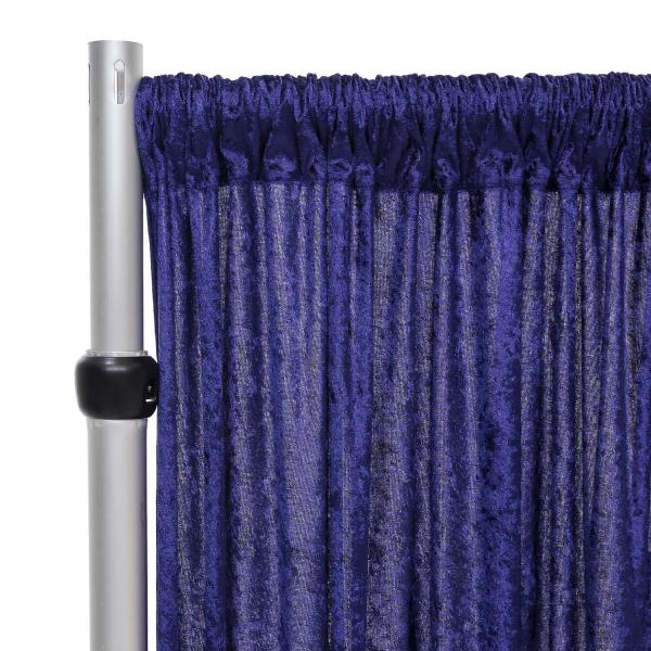 Fire Retardant Economy Panne Stretch Velvet Drape w/ Sewn Rod Pocket – Navy | Rental