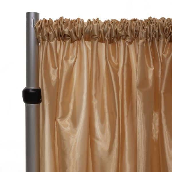 *FR* Crushed Taffeta Drape Panel by Eastern Mills 9 1/2 FT Wide w/ 4″ Sewn Rod Pocket – Champagne | Rental