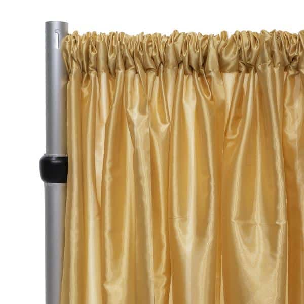 *FR* Crushed Taffeta Drape Panel by Eastern Mills 9 1/2 FT Wide w/ 4″ Sewn Rod Pocket – Light Gold | Rental