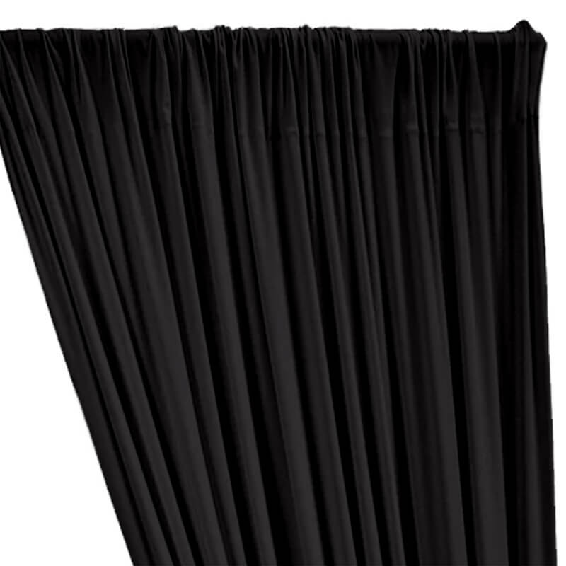 ITY Stretch Drape w/ Sewn Rod Pocket – Black | Rental