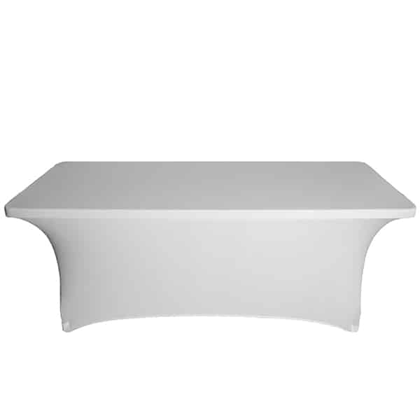8ft Banquet 200 GSM Grade A Quality Spandex Table Cover – White | Rental 8ft Banquet 200 GSM Grade A Quality Spandex Table Cover – White | Rental
