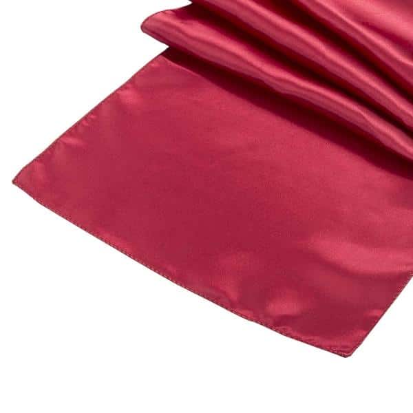 Sleek Satin Runner 14″ x 108″ – Burgundy | Rental