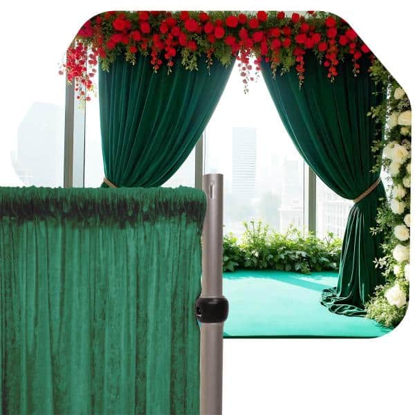 Fire Retardant Economy Panne Stretch Velvet Drape w/ Sewn Rod Pocket – Hunter Green | Rental