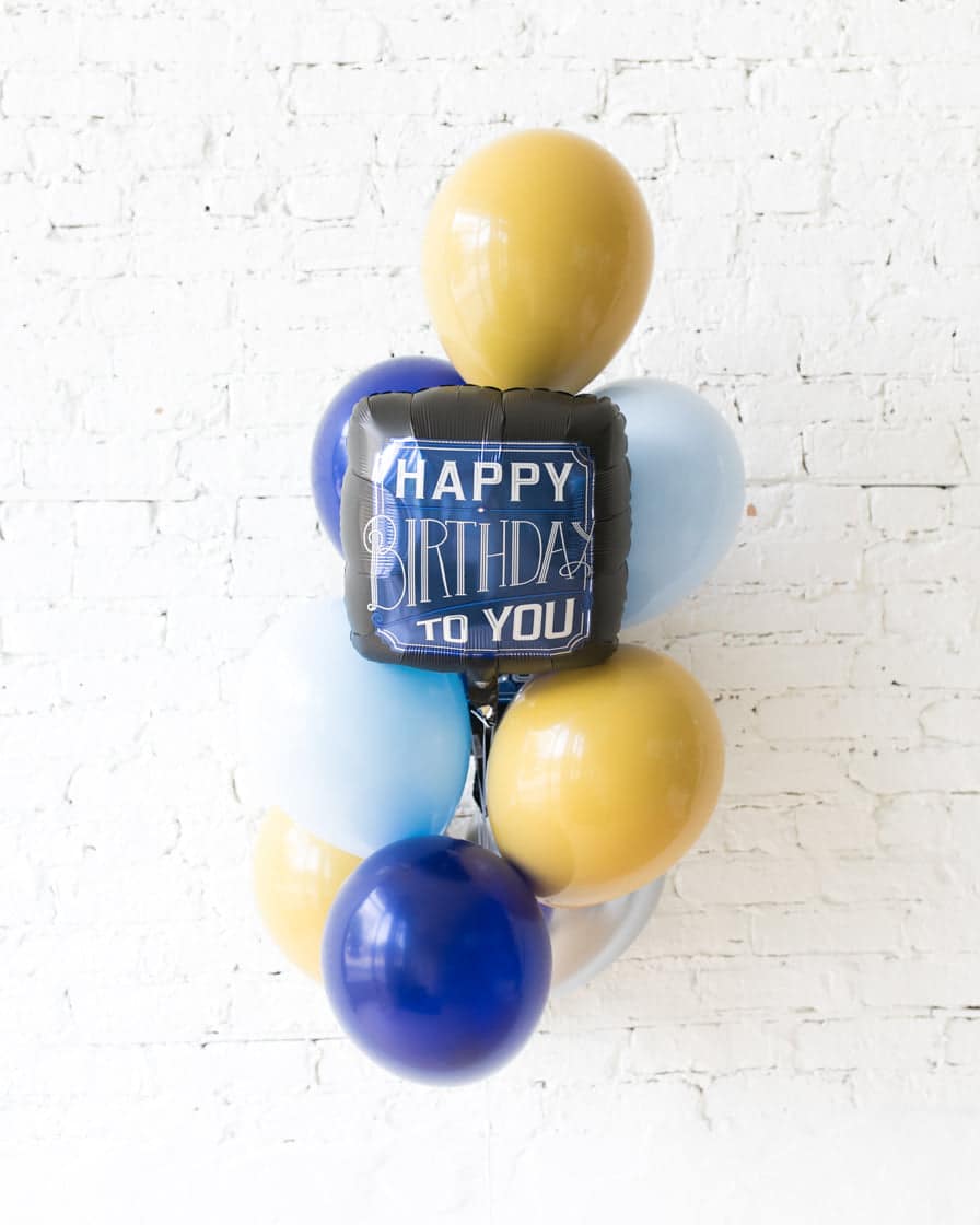 Mid Century Hues – Happy Birthday Foil and 11in Balloons – bouquet of 10 | Rental