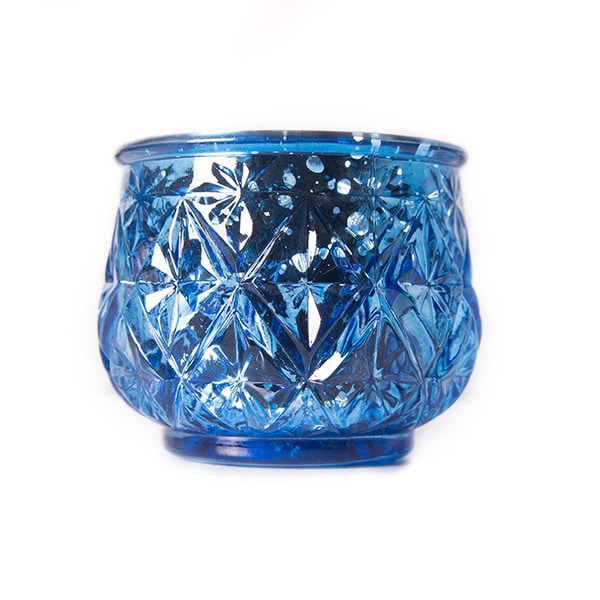 DecoStar™ 2 1/2″ Glam Diamond Etched Mercury Glass Candle/Votive Holder – Blue – 6 PACK | Rental