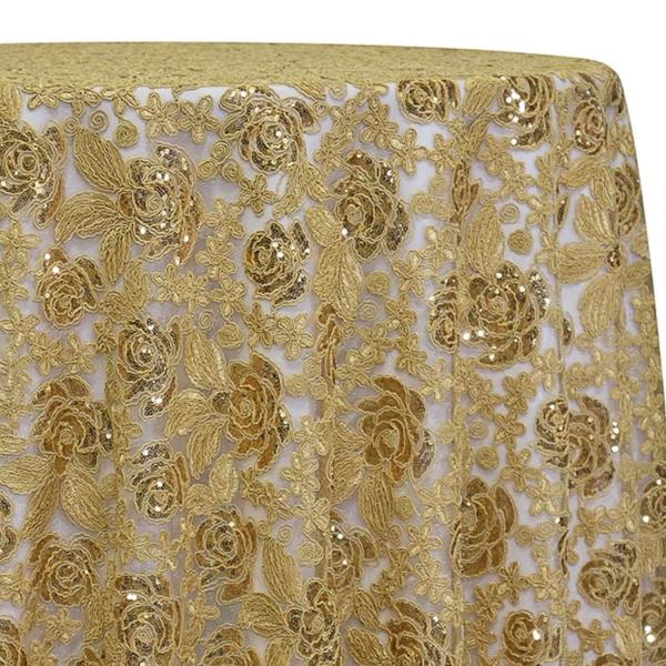 Gold - Sweetheart Lace Overlay by Eastern Mills- Many Size Options | Rental