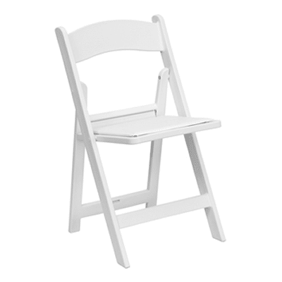 FirmFold™ Resin Folding Chair w/ Vinyl Padded Seat – 1000 lb Capacity – White | Rental FirmFold™ Resin Folding Chair w/ Vinyl Padded Seat – 1000 lb Capacity – White | Rental