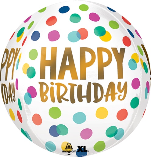 16″ Orbz Birthday Happy Dots Anagram Balloon | Rental 16″ Orbz Birthday Happy Dots Anagram Balloon | Rental