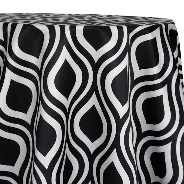 Groovy Print (Lamour) Table Linen in Black | Rental