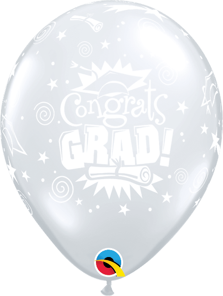 11″ Silver Congrats Grad Balloon | Rental 11″ Silver Congrats Grad Balloon | Rental