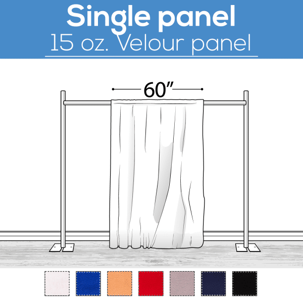 15 oz. Inherently Fire Retardant Polyester Velour – Sewn Drape Panel 60″ Wide w/ 4″ Rod Pockets – 10ft | Rental