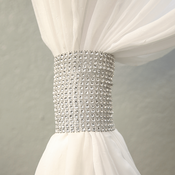 DecoStar™ Silver Rhinestone Mesh Velcro Band / Curtain Tie | Rental