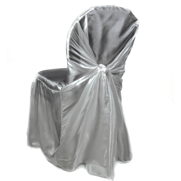 Premium Taffeta (Chameleon) Fabric Chair Cover By Eastern Mills in Silver – Universal Fit! | Rental