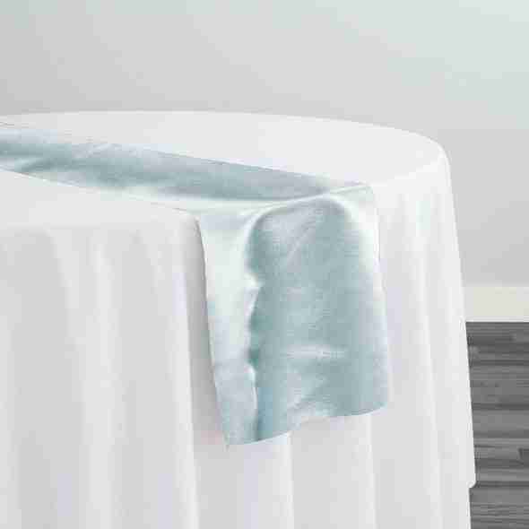 Shantung Satin (Reversible) Table Runner in Baby Blue | Rental