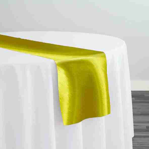 Shantung Satin (Reversible) Table Runner in Yellow | Rental Shantung Satin (Reversible) Table Runner in Yellow | Rental