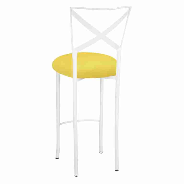 Simply X White Barstool with Bright Yellow Stretch Knit Cushion – Chameleon Chair Collection | Rental Simply X White Barstool with Bright Yellow Stretch Knit Cushion – Chameleon Chair Collection | Rental