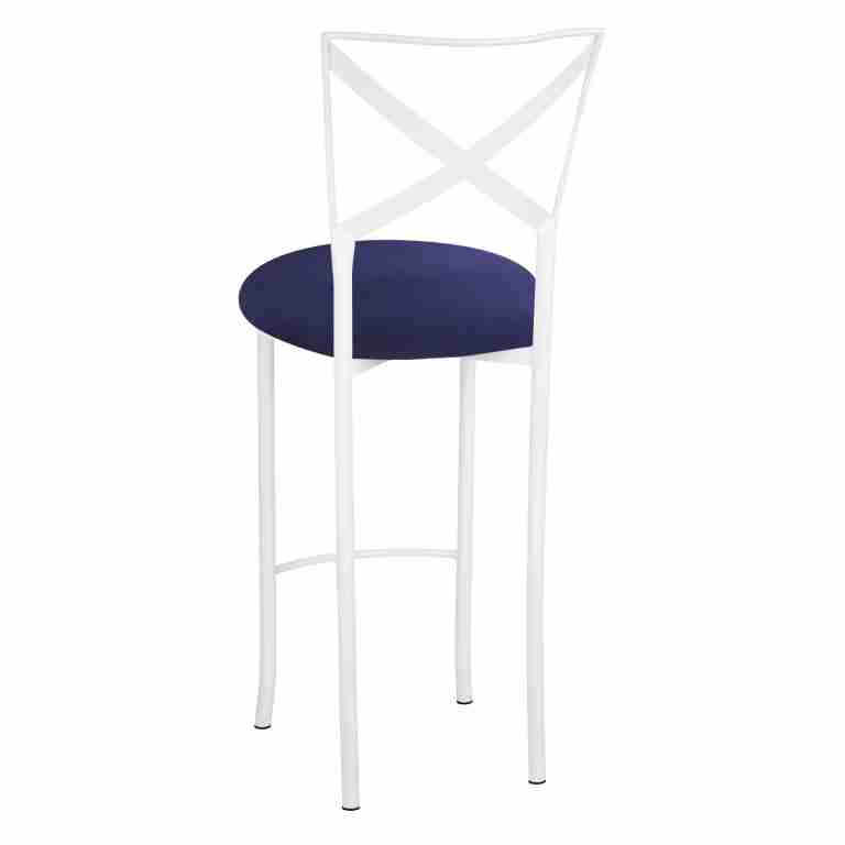Simply X White Barstool with Navy Stretch Knit Cushion – Chameleon Chair Collection | Rental