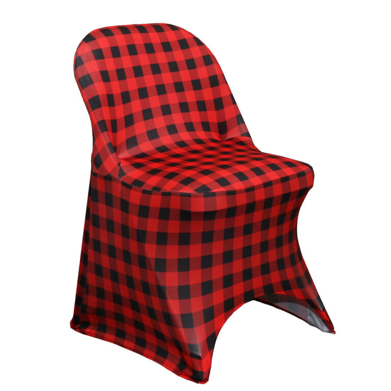 Stretch Spandex Folding Chair Cover Red Buffalo Plaid | Rental
